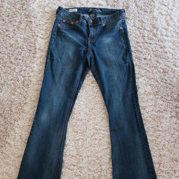 Source of Wisdom Women's Jeans Slim Size 10 Flare Denim, Blue Stretch Western - Picture 1 of 9